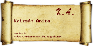 Krizsán Anita névjegykártya