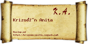 Krizsán Anita névjegykártya
